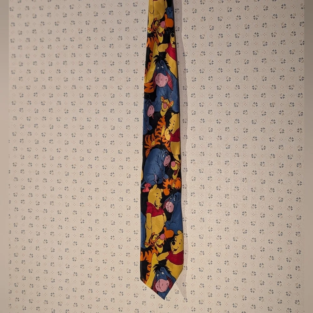 Winnie The Pooh Tie Polyester Jacquard Fabric Vintage Novelty Fun